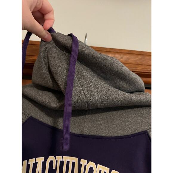 Champion Huskies Funnel Neck Hoodie Men’s Pullover Purple Gray Colorblock SZ M - Picture 6 of 11